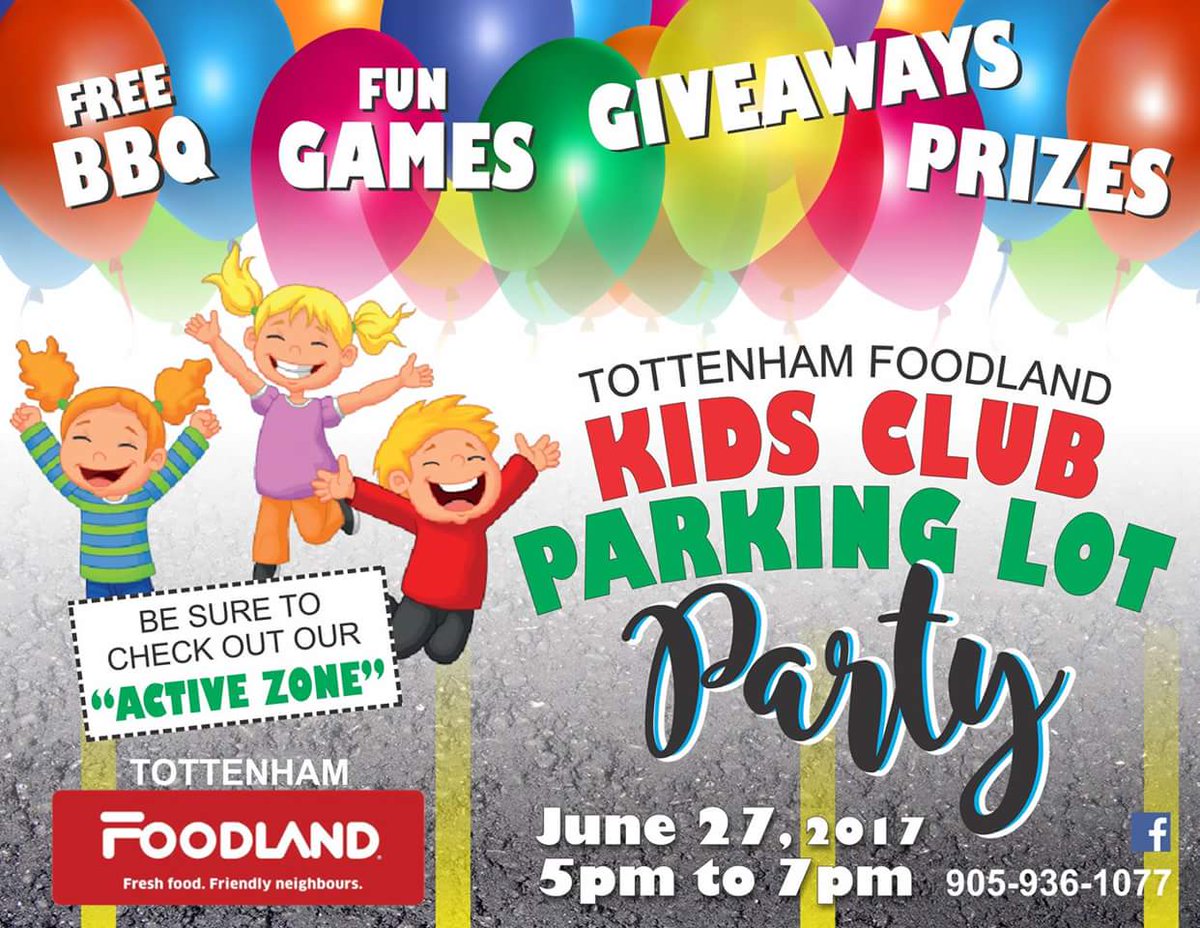 TotFoodland's tweet photo. Save the date Tuesday June 27th from 5pm to 7pm for #Tottenham #Foodland #parkinglotparty  ! #freefood #kidsparty #bouncycastles #fungames https://t.co/ddS3ptcrdj