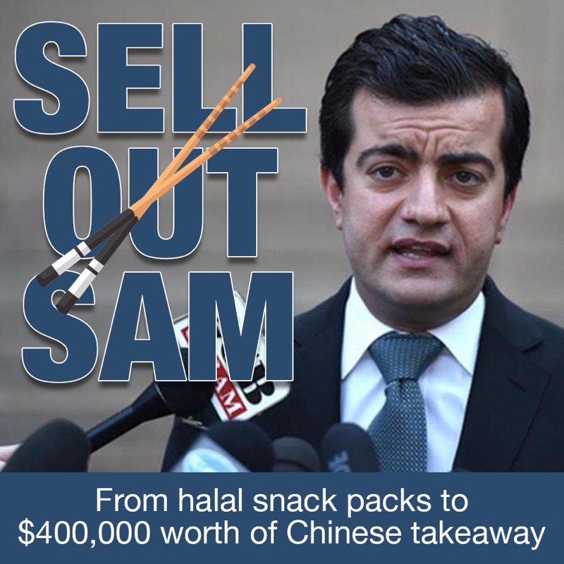 From #HalalSnackPacks to $400000 of Chinese takeaway. I'll see to it Sam Dastyari is reported &amp; investigated by the relevant authorities -PH