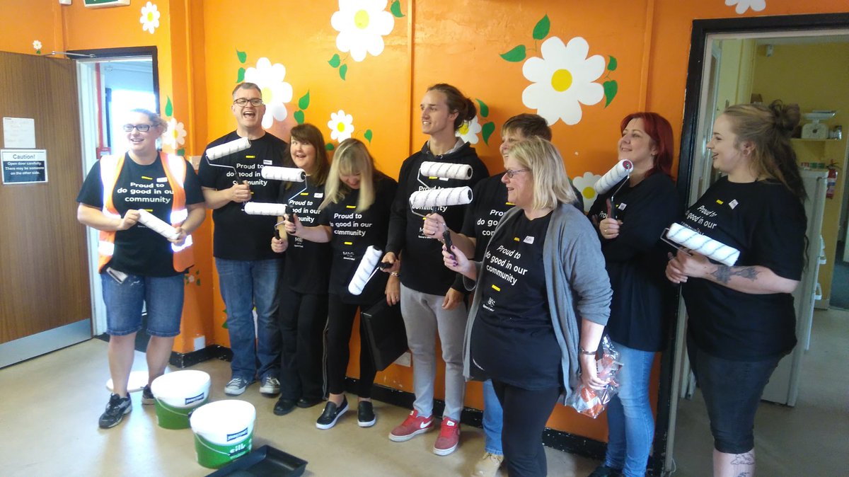 M&amp;S team at Ty Fforest this Morning - rollers in hand, ready to paint! <a href="/marksandspencer/">M&S</a> #spenditwell #volunteerweek