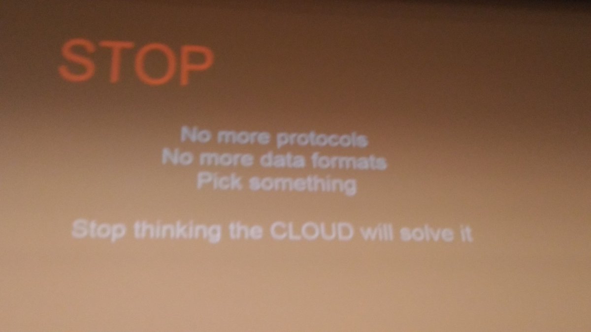 giaffred's tweet image. Cloudification of #iot? No thanks. Always a pleasure to listen to @GeoffCMulligan #iotweek #giots (and yes, room is full ;-)
