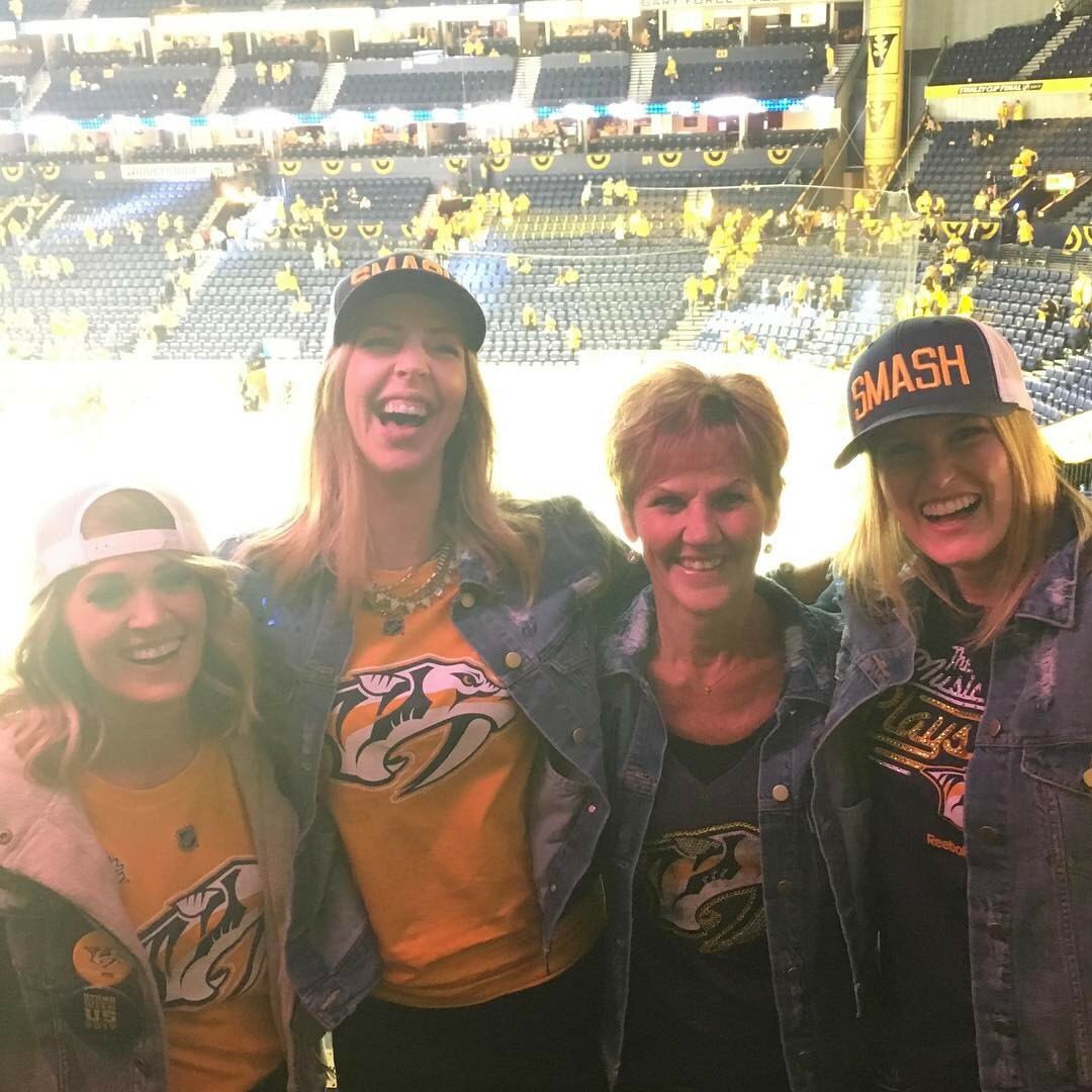 The Fisher ladies...good gracious, I'm short! 😜 #Smashville #PredsWin