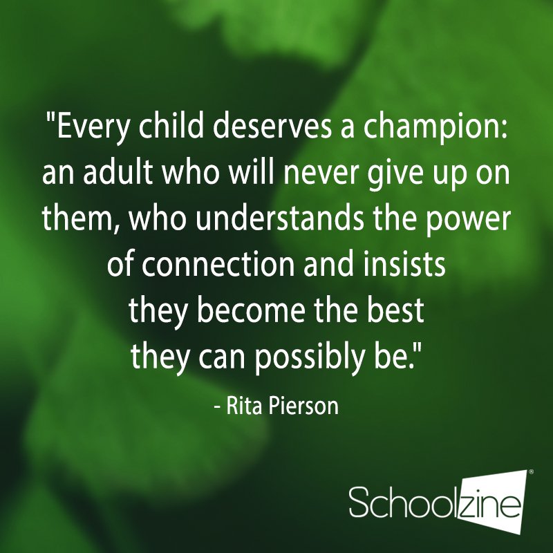 Schoolzine's tweet photo. #Schoolzine #Quote "Every child deserves a champion: - Rita Pierson #RitaPierson #Everychilddeservesachampion #TedTalksEducation @TEDTalks https://t.co/8iEZOjVCbm