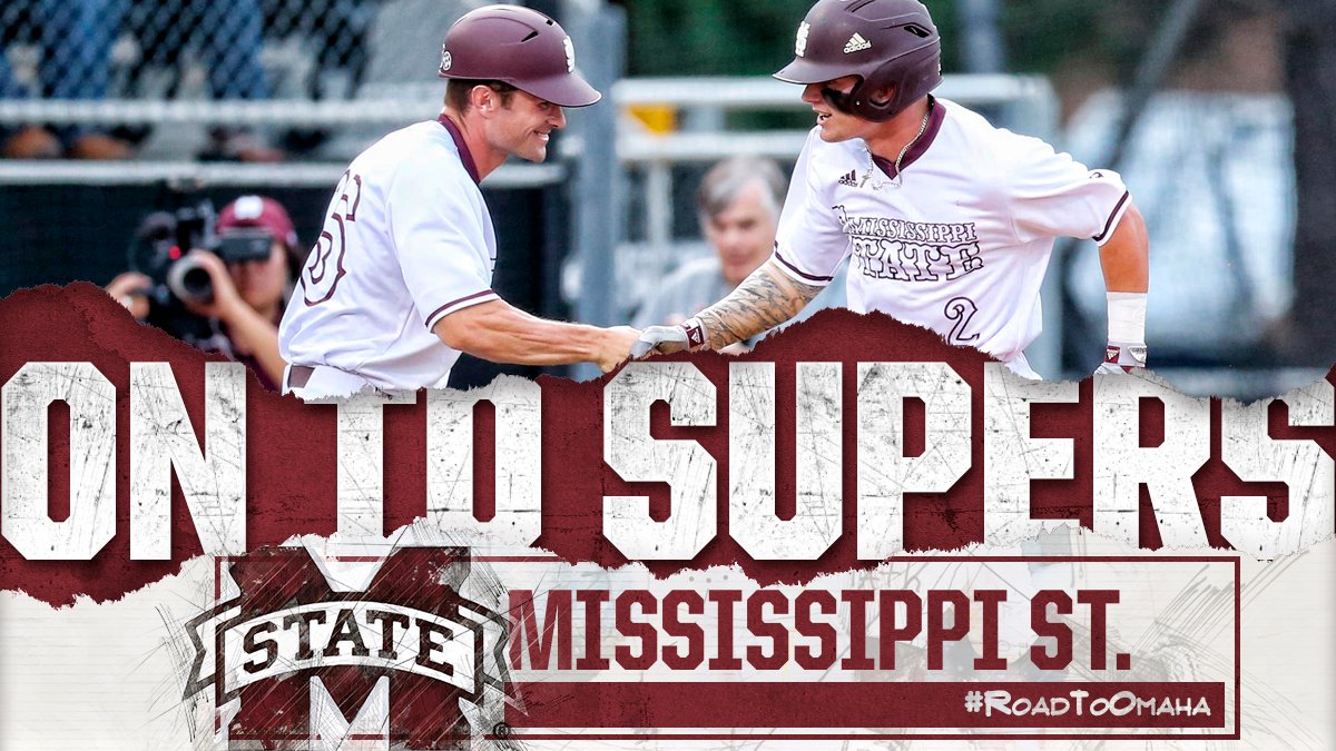 NCAABaseball's tweet photo. MISSISSIPPI STATE TO SUPERS!!

The Bulldogs take down Southern Miss to clinch a bid to Super Regionals!! #RoadToOmaha https://t.co/8UIlll7Vq4