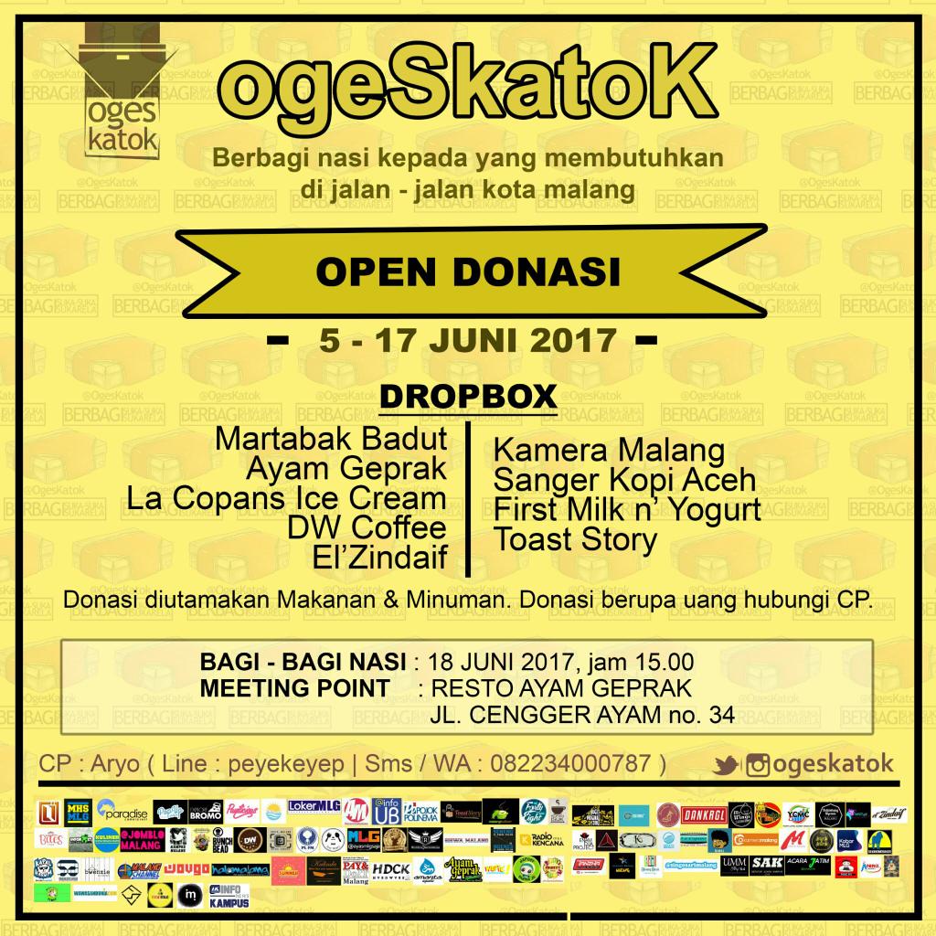 Mari bersilaturahmi &amp; berbagi bareng <a href="/OgesKatok/">OgesKatok</a> 18 Juni 2017. Berbagi nasi kotak untuk berbuka puasa.

#ogeskatok