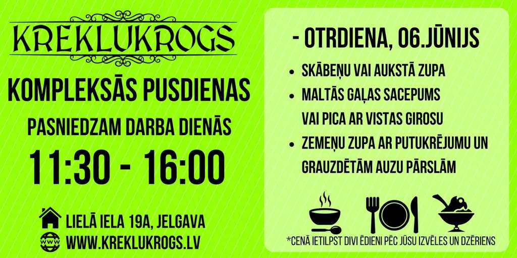 🍽 Diena tikai sākusies, bet Tu jau plāno kur iet pusdienās? 
Te būs mūsu pusdienu piedāvājums! 🌞