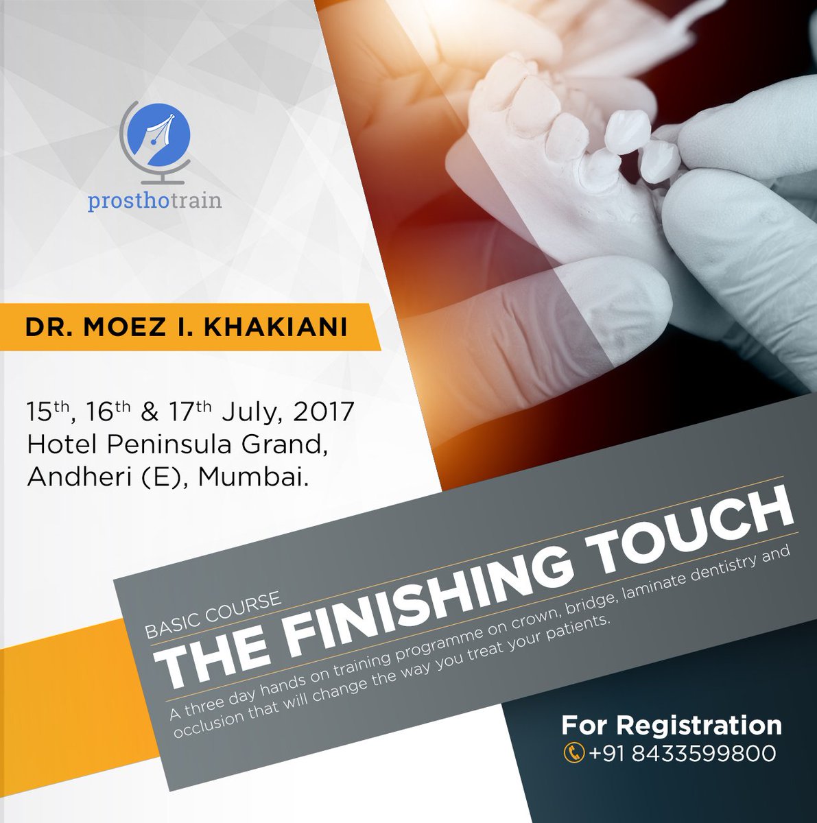 Time to hone your prosthetic skills.
For Registrations, Call :+91 8433599880.
#dental #Dentist #dentistry #dentalevent #dentalhealth