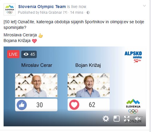 TeamSlovenia's tweet image. #TeamSlovenia je LIVE na Facebook-u➡️facebook.com/SloveniaOlympi…
Kaj pa vi mislite? #MiroslavCerar ali #BojanKrižaj?🙃 @LJmlekarne #alpskomleko