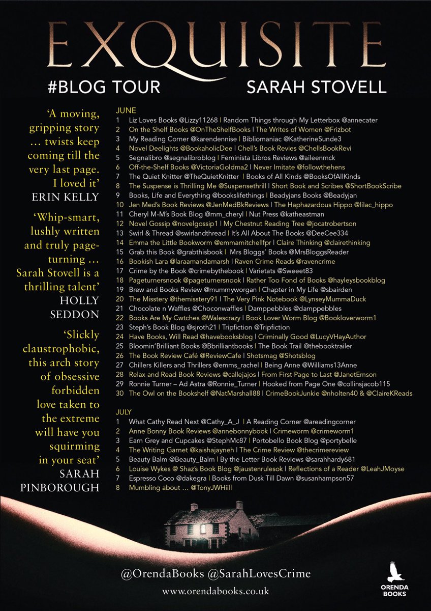 VictoriaGoldma2's tweet photo. On the blog tour for #Exquisite by @Sarahlovescrime @OrendaBooks today with my review. https://t.co/CUml26n2QR https://t.co/41eYVDTf1i