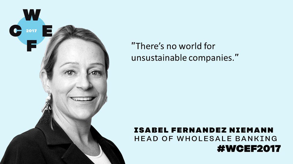 #WCEF2017 Isabel Fernandez <a href="/ING_news/">ING</a>:
There’s no world for unsustainable companies.
#circulareconomy