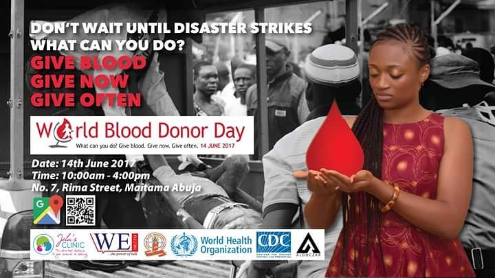 JelasClinic's tweet photo. Get ready for World blood donor day as we donate blood for emergencies 14th June 2017 @wefmng 9am Be a Jela's Clinic Blood donor #JCBD https://t.co/YaRNbjXixe