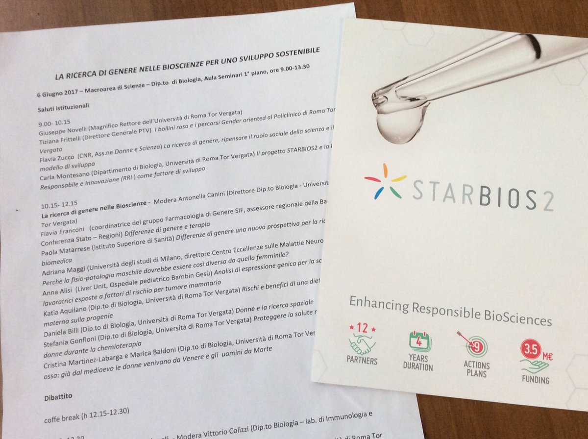 Goal n. 5 #SDGs donne e scienza #sostenibilità se ne parla oggi a <a href="/BiologiaUniRM2/">Biologia</a> #unitorvergata <a href="/STARBIOS2/">STARBIOS2</a> innovazione #RRI
