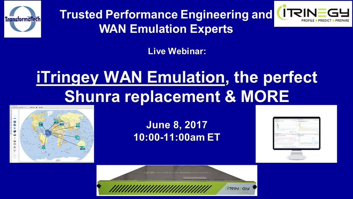 Transformatech's tweet photo. On June 8th see how @iTrinegy is the perfect replacement for the EOL Shunra appliances #wanemulation REGISER HERE: https://t.co/cK29J3oTZg https://t.co/EdErWjWh1a