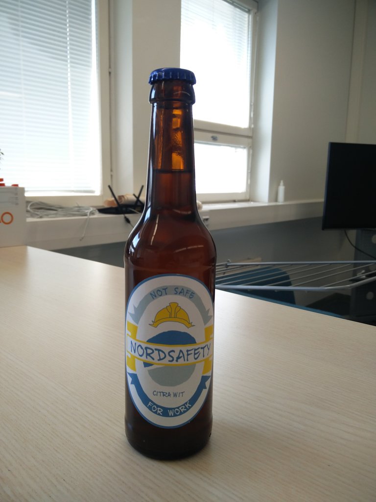 Kronlof's tweet photo. Aaand we got the labels on @NordSafety's self-brewed #CraftBeer! How cool is this?! #notsafeforwork #citrawit
Pic credits to @KarriTakki https://t.co/eIXGRt9erD