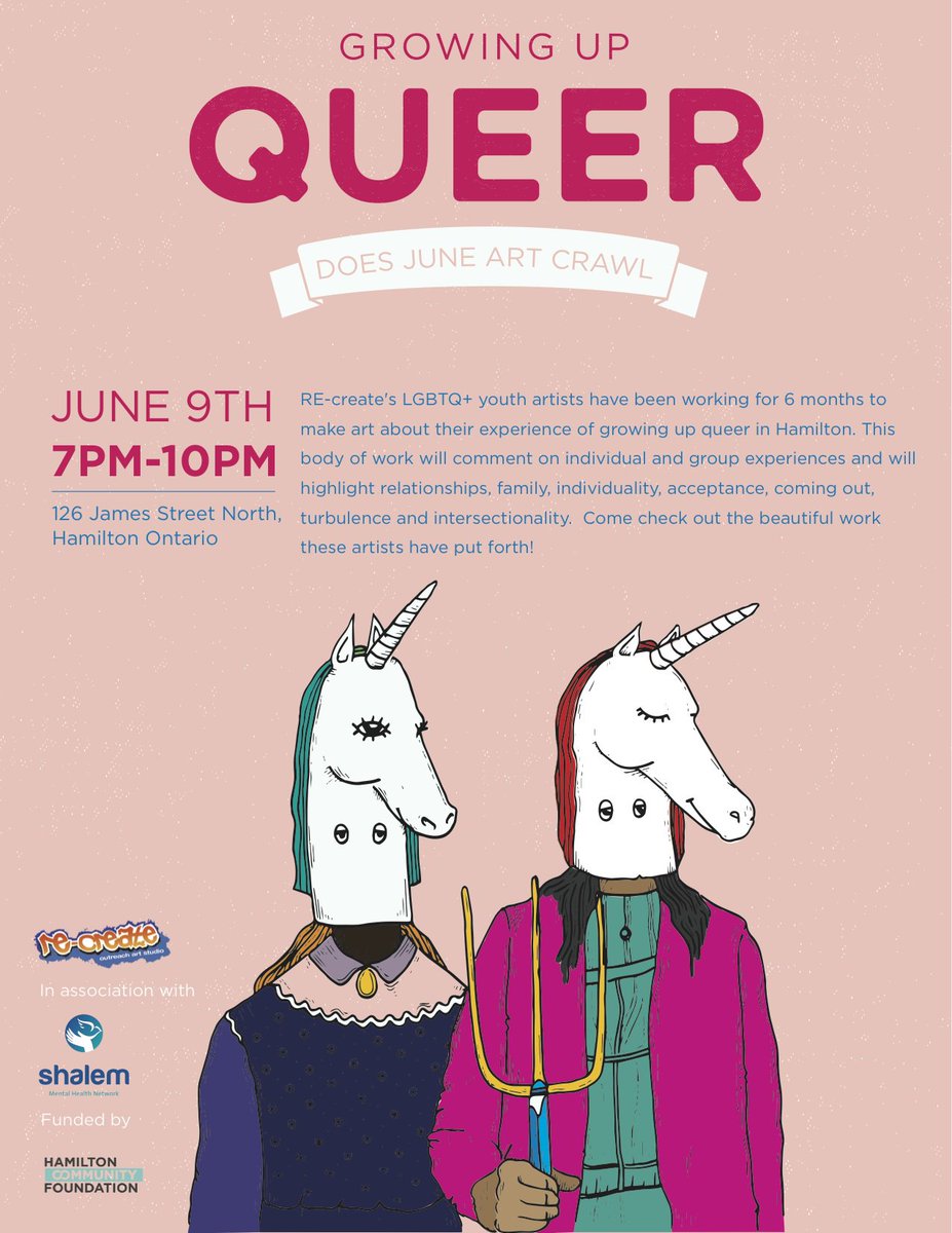 ShalemRecreate's tweet photo. So excited for our #jamesnorthartcrawl exhibition happening this Friday, of amazing artwork by LGBTQ+ youth! https://t.co/zdSytf2hB7 https://t.co/la9g6RJeKu