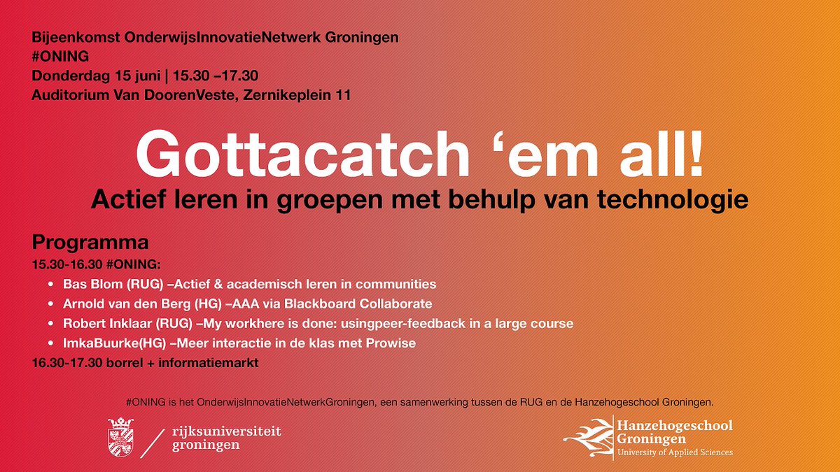 hanze's tweet photo. Kom naar de bijeenkomst over actief leren in groepen met behulp van technologie op 15 juni. Aanmelden via https://t.co/6nJLYP4AaU #ONING https://t.co/JlElZrtQaq