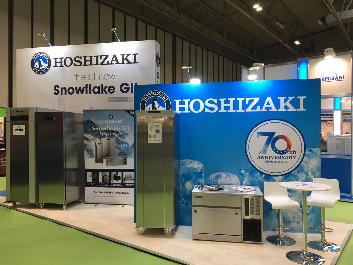 Hoshizaki_UK's tweet image. And we're all set! Looking forward to seeing everyone today @comkitchenshow #morethanice