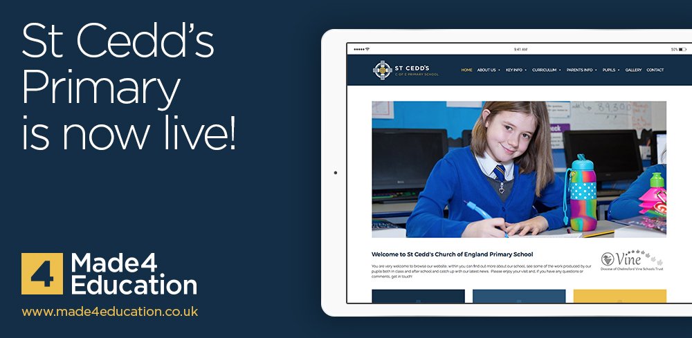 made4education's tweet photo. We recently went live on a brand new responsive website for St @StCeddsPrimary https://t.co/MzWhKn6udw #Made4Education #DesignForSchools https://t.co/H5pBioBI4O