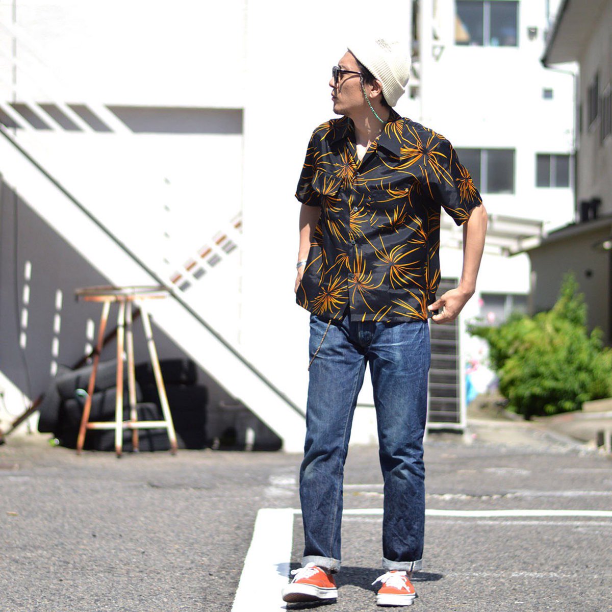 Synthemesc シンセメスク 6 June 17 Outfit Anachronorm Rayon Hand Print S S Shirt Hanabi Hand Print Anachronorm アナクロノーム