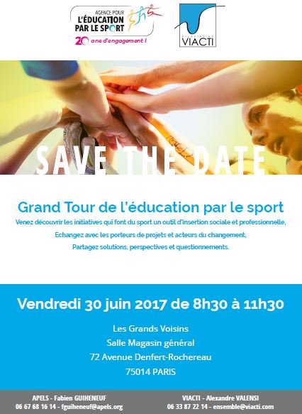 <a href="/VIACTI/">VIACTI</a> a le plaisir de s'associer à <a href="/APELS_/">Agence pour l’Éducation par le Sport - APELS</a> et vous convier à l'étape #parisienne du Grand Tour de l'#éducation par le #sport. #ESS #SocEnt