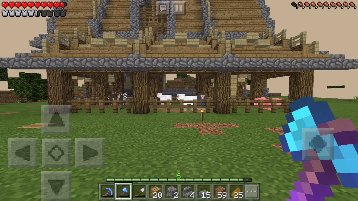 やーです マイクラニキのマイクラ日記 檄寒 10ページ目 牧場小屋 牛 豚 羊の牧場小屋完成しました 屋根が若干のっぺりしてるのでそのうち装飾も加えて改善しときます マイクラ マイクラ日記 マイクラpe マイクラサバイバル生活 Minecraft都市計画