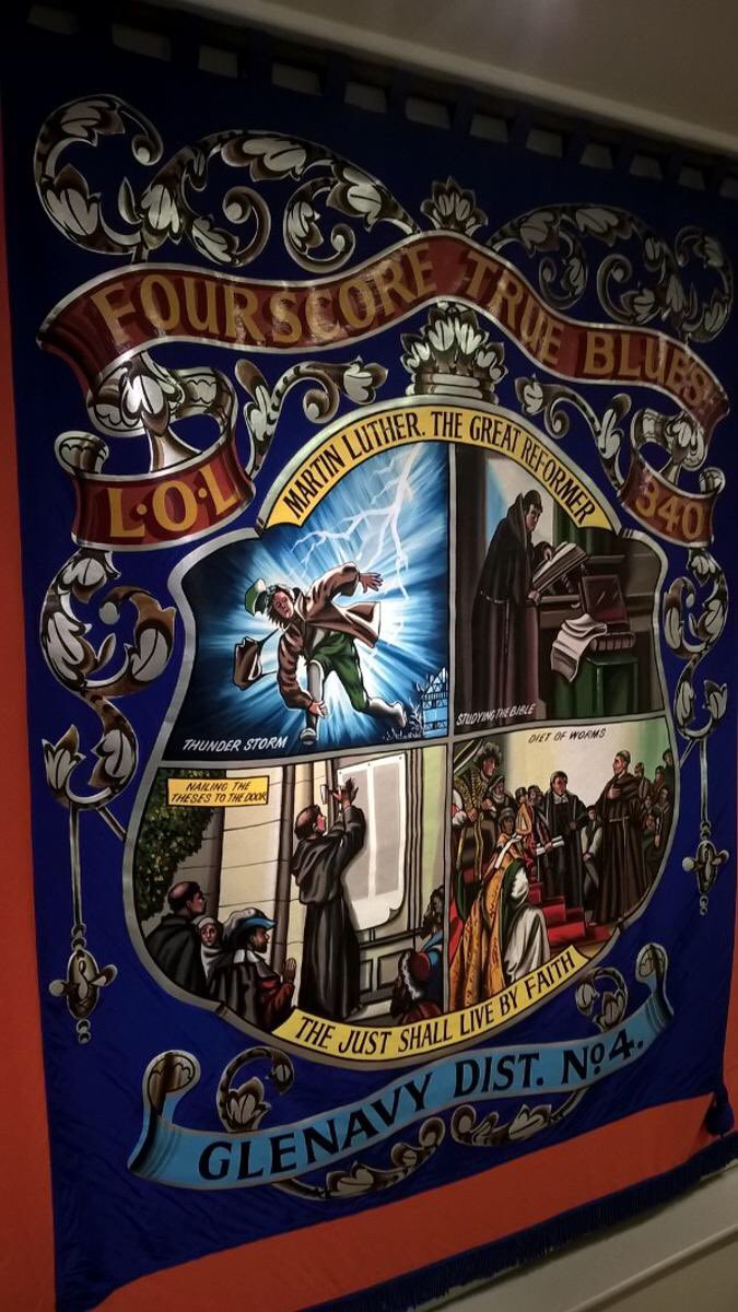 OrangeHeritage's tweet image. Banner featuring the Life of Martin Luther has gone on display at our Belfast museum. It is on loan from Fourscore True Blues LOL 340