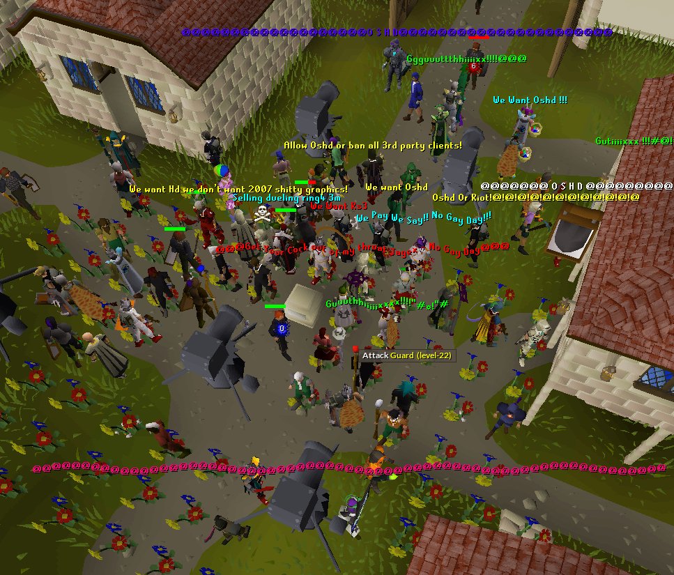 Jumpside2's tweet photo. @OSHDcom Here are some pics from yesterdays riot on world 330! There is a community for oshd and we wont give out until we have what we want https://t.co/mwRXceoOtj