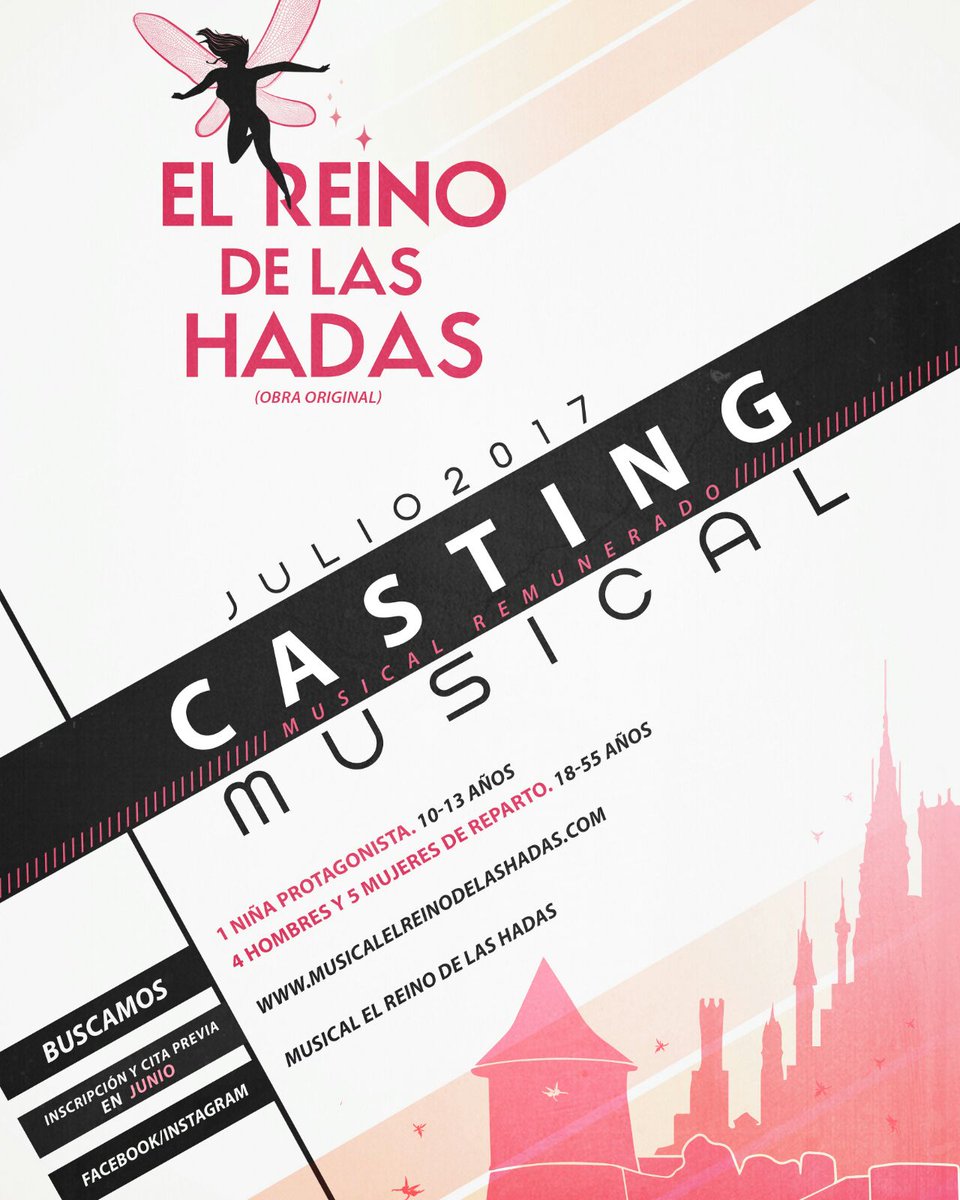 CASTING MUSICAL
Proyecto remunerado 
Inscripción en: musicalelreinodelashadas.com