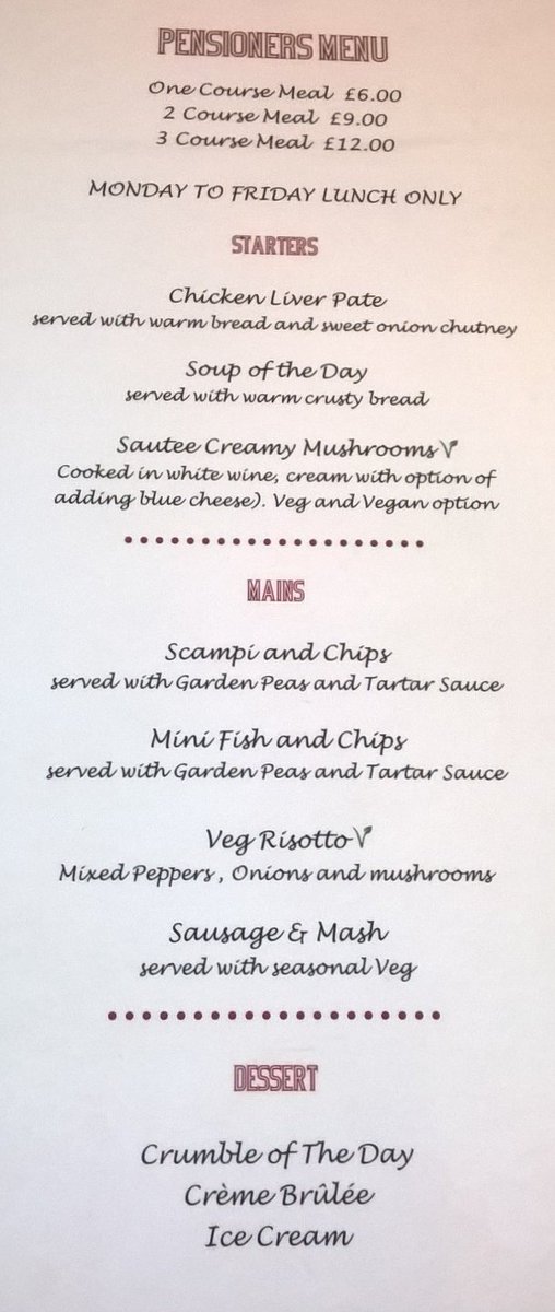 Served on Monday to Friday lunchtimes, our Pensioners Menu is excellent value. Sidestep the kitchen and treat yourself! #WorcestershireHour