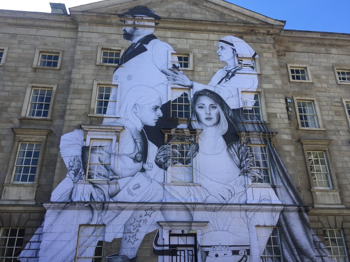 tcddublin's tweet image. The latest large-scale artwork by renowned artist Joe Caslin has gone on display in Trinity&apos;s front square, #TrinityCreativeChallenge