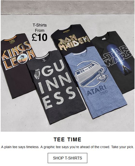 PoeticBrands's tweet photo. Check out our Men's tees on the @Matalan website homepage! #kingsofleon #guinness #atari #ironmaiden #starwars #license #menswear #tshirts https://t.co/rnkAXCqjS3