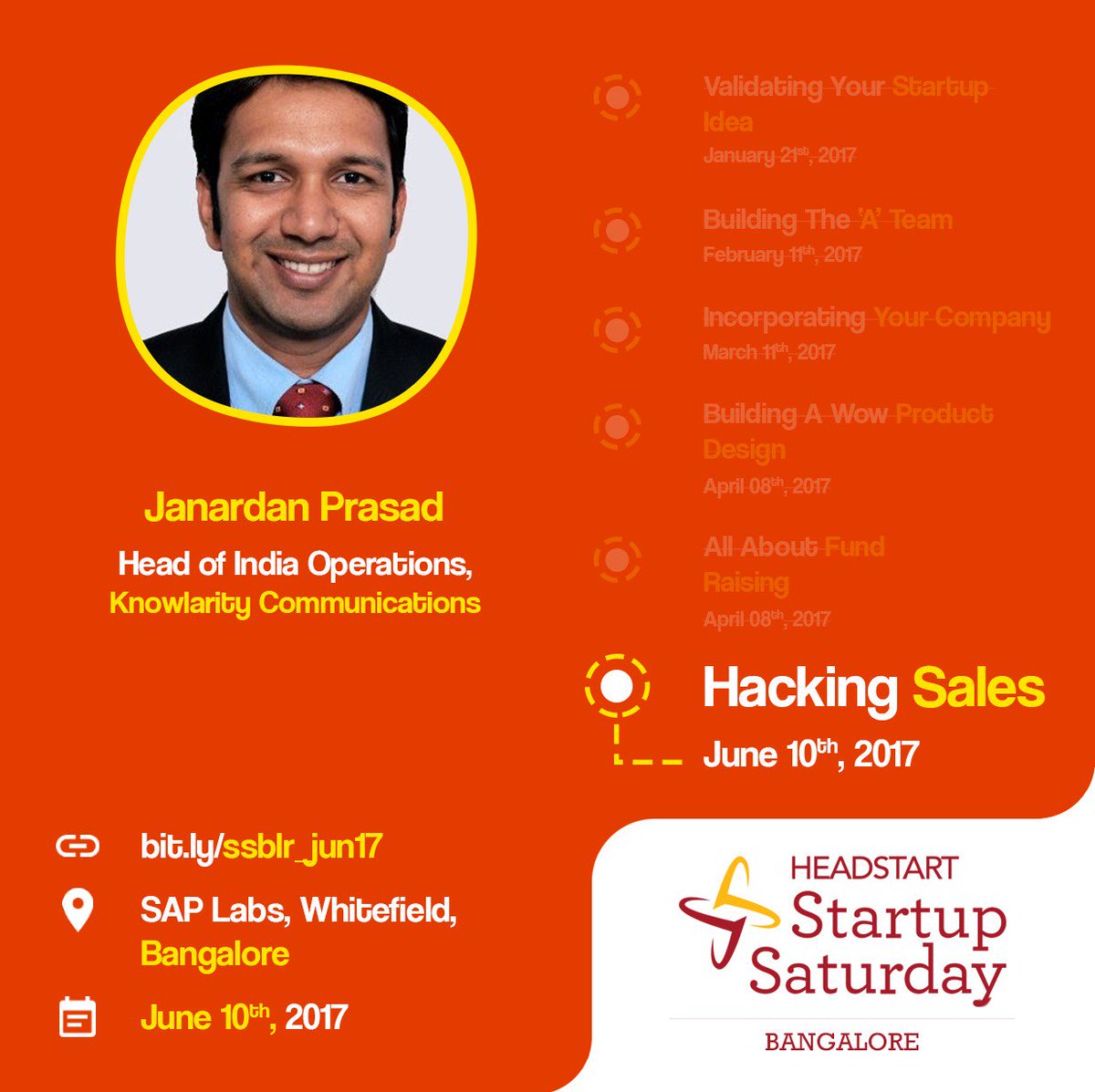 knowlarity's tweet photo. Join us this Saturday at the #StartupSaturday event by @HeadstartBlr and catch our Head of India Operations @janardans on #HackingSales! ⤵ https://t.co/Q0IEjzPb6o