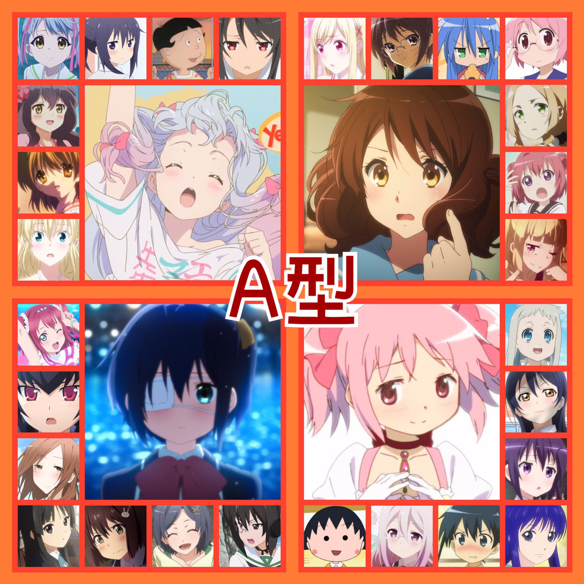 ないろん 血液型別にアニメキャラ集めた 女ver 皆さんはどれが好きですか T Co Qzhgdpkirm Twitter