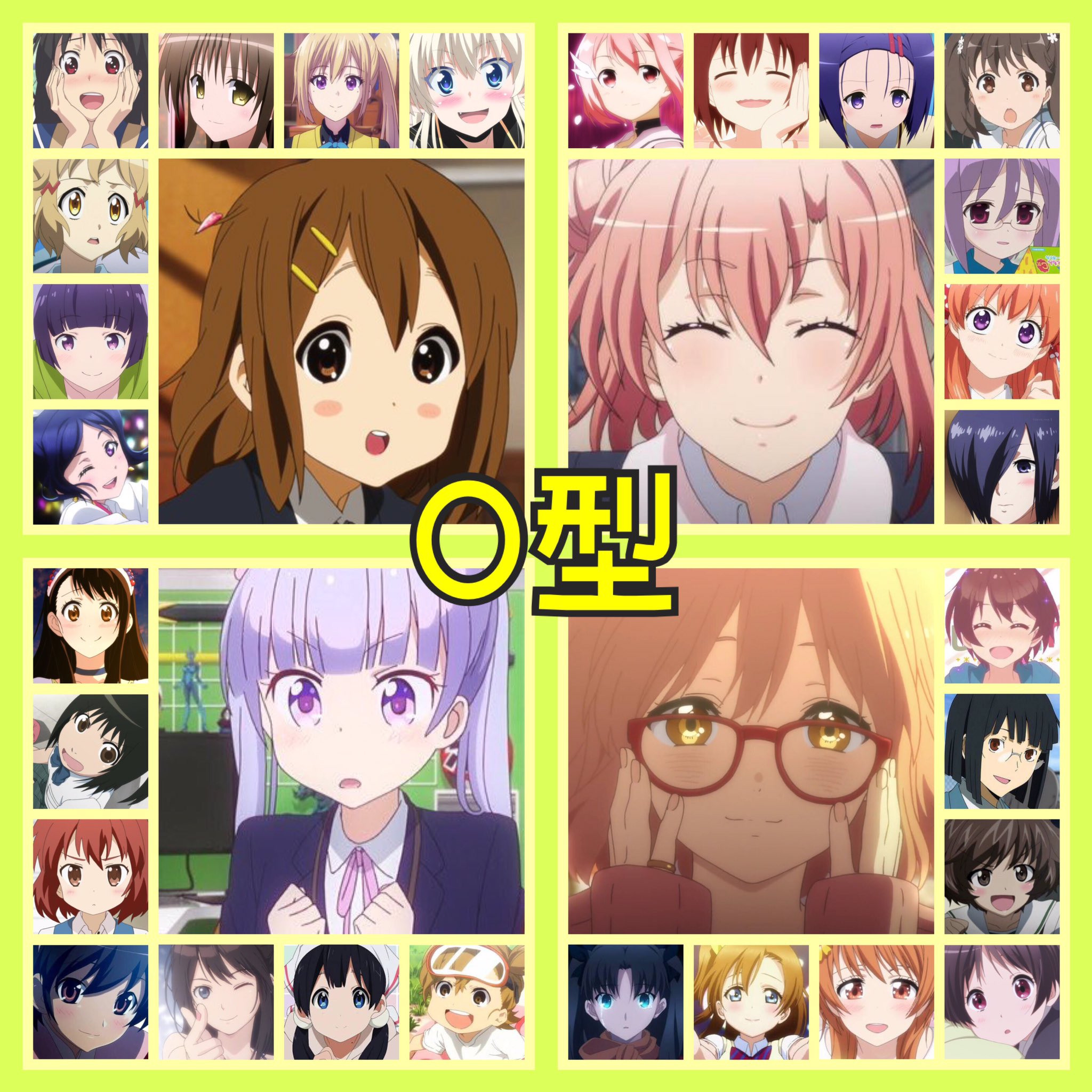 ないろん 血液型別にアニメキャラ集めた 女ver 皆さんはどれが好きですか T Co Qzhgdpkirm Twitter