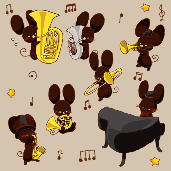 Twitter 上的 Tombo 星ねずみ 楽器の日なので今までの楽器関係のものを 本当に集めて並べただけですが 落書き キャラクター イラスト 楽器の日 T Co Kwmfkzc7yy Twitter