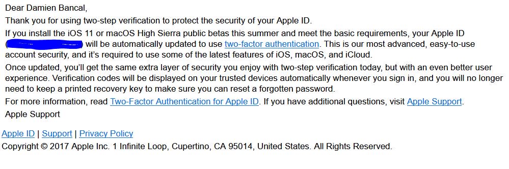 Damien_Bancal's tweet image. La double authentification obligatoire pour iOS 11 ou encore macOS High Sierra. #cybersécurité @zataz #zataz