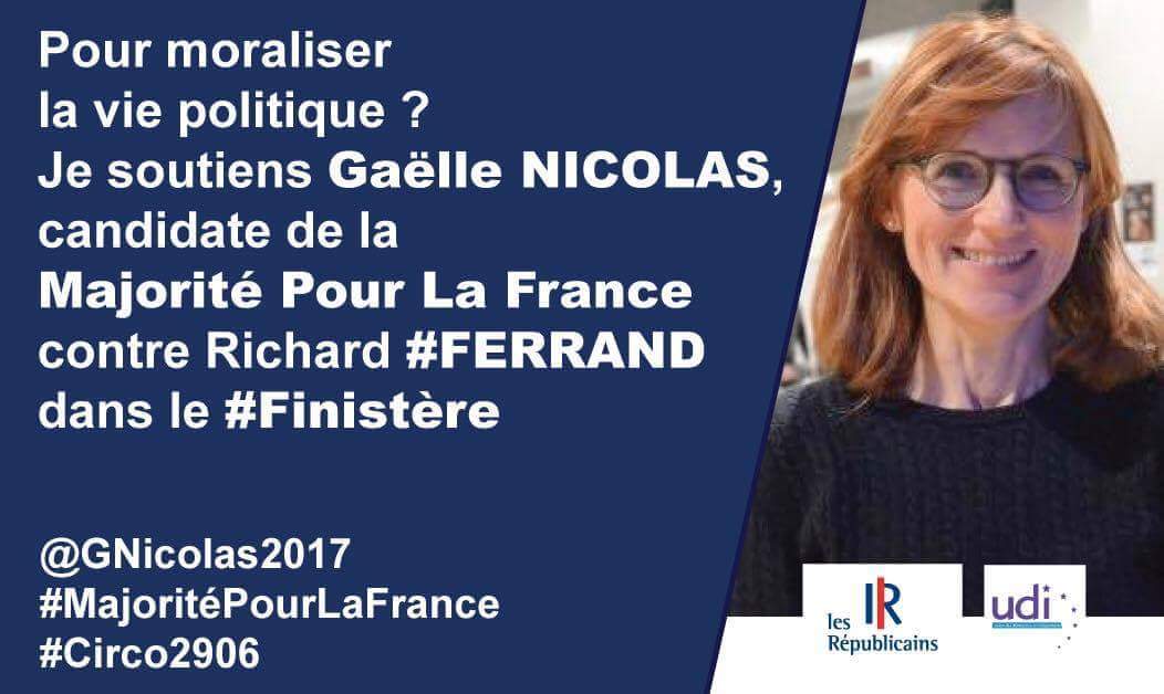 pleclerc2017's tweet photo. Soutien à @GNicolas2017 avec qui je partage les exigences de #renouvellement et de #probité pour le #Finistère https://t.co/3QWKhKEmjk