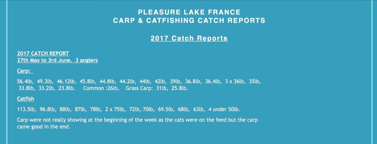 PleasureLake's tweet photo. Last weeks catch report #pleasurelake #france #carp #catfish #fishing #holiday #lake #rod #bait #fishermen https://t.co/8Tb8ewZ9ZN