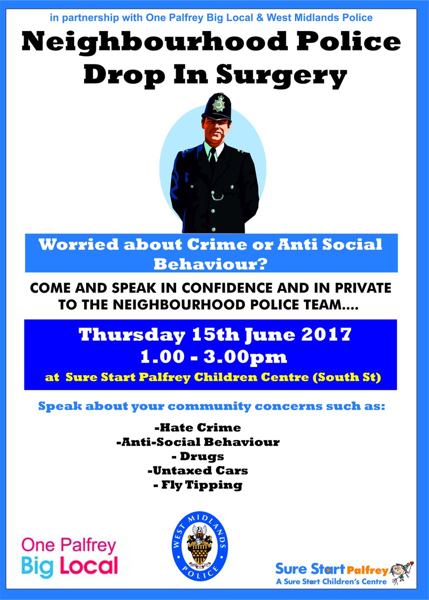 SSPalfreyCC's tweet image. Neighbourhood Police Drop In Surgery at @SSPalfreyCC #walsall