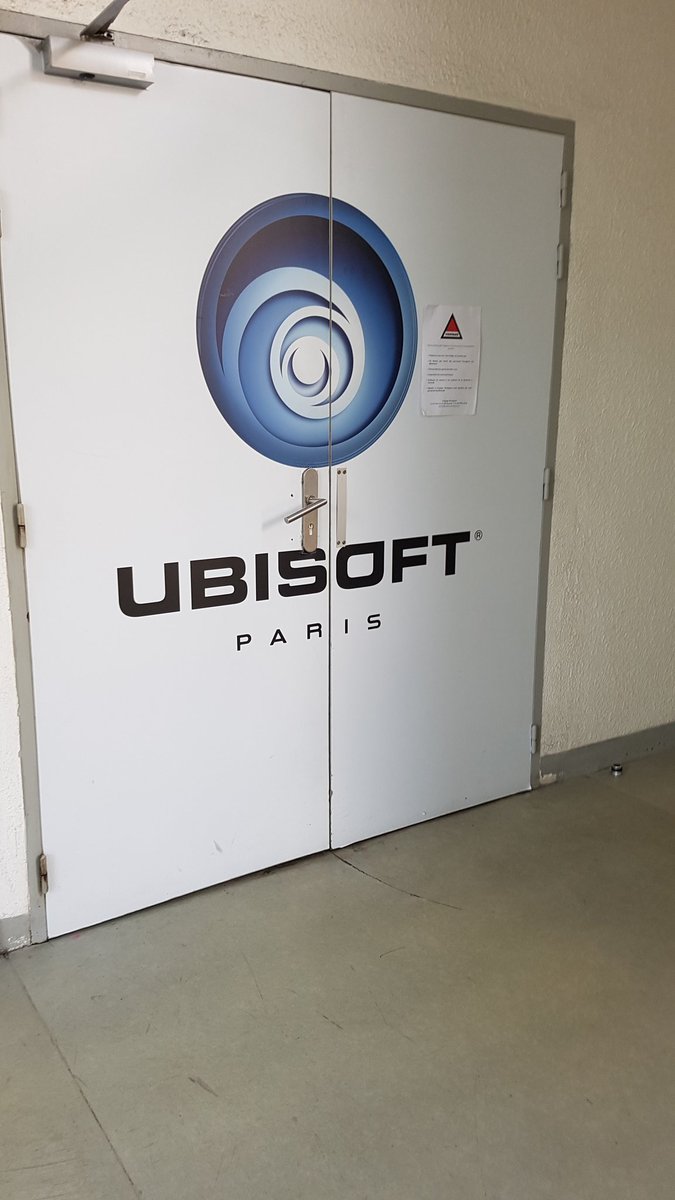 tjgalda's tweet photo. Behind these doors lies magic.  And a bunch of warm &amp; intelligent people.   Awesome visit talking future ideas w @Ubisoft. Merci! #gamedev https://t.co/hR8pQ83JCL