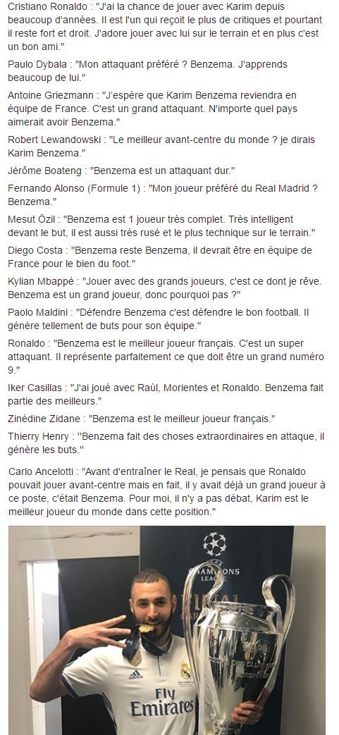 ActuFoot_'s tweet image. Quand les joueurs et entraîneurs de grande classe soutiennent Karim Benzema...
