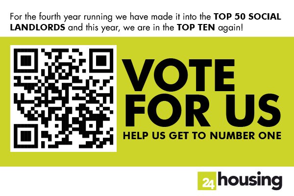 For the 4th year we are in  the TOP 50 SOCIAL LANDLORDS. Please VOTE FOR US and get to number 1! ow.ly/tW3s30cm7jb