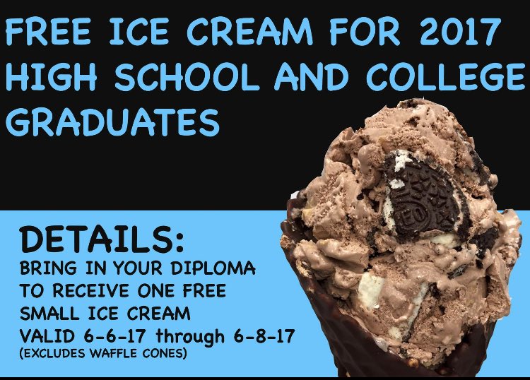 ACreamery's tweet photo. Retweet if you are part of the 2017 class and deserve free ice cream! https://t.co/bTHho8okRd