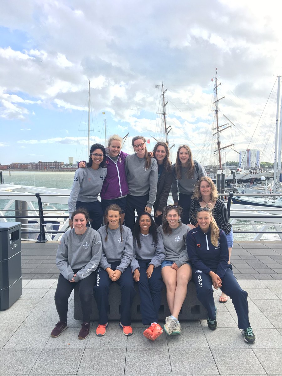 Girls have arrived in Portsmouth ahead of their semi-final tomorrow against Southampton Solent #howay #DU