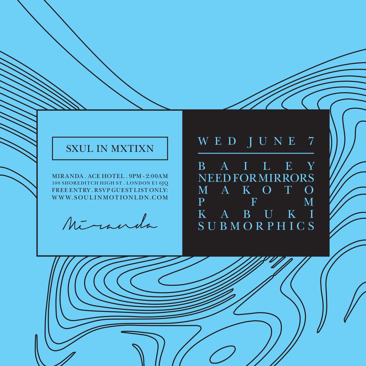#soulinmotion Tomorrow Wednesday 7th June at <a href="/miranda_ldn/">Miranda</a> . RSVP for free entry via soulinmotionldn.com