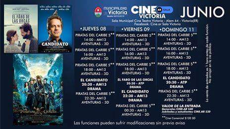 EkosDelLitoral's tweet photo. Cartelera de #Cine #VictoriaEntreRios @turentrerios @EkosDelLitoral @ERVictoriatur @Argwinetours #findesemana https://t.co/4vdhp3u04n