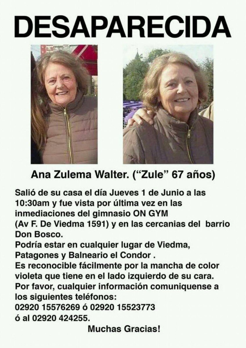AsambleaLesbica's tweet photo. Buscamos a la tía de una compañera, desapareció el 1/6 en Viedma. Cualquier información al 02920-15576269/15523773/424255 o DM. Por favor RT https://t.co/pjiNVUkWus