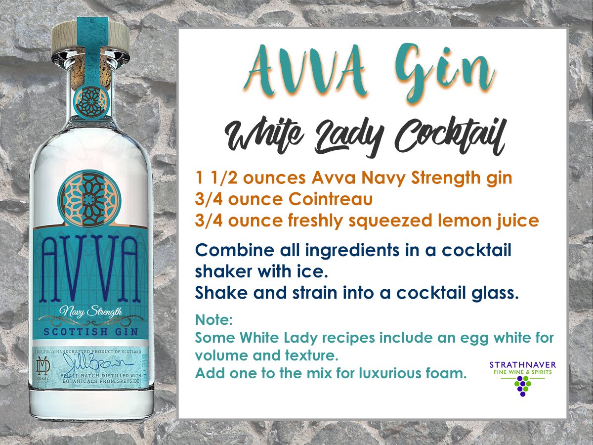 strathnaverwine's tweet photo. Jill at @AvvaScottishGin recommends a White Lady cocktail with #AvvaNavyStrength
Get yours here: https://t.co/YEPs4fFPaK
#wednesdaywisdom https://t.co/0Q4nCm5IGW