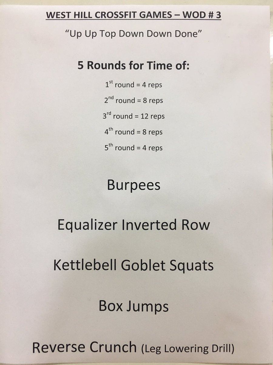 WHCIWarriors's tweet photo. WOD 3 of the #WHCFG2017 takes us Up, Up, Top, Down, Down, Done. Shout out to @stevekonupka for the classic WOD names. #pyramid @HPE_TDSB https://t.co/k81tNzGeqR