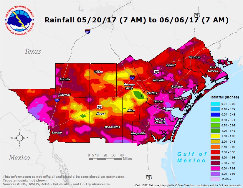 NWSCorpus's tweet photo. Here's a look at our rainfall totals over the last few weeks. We will finally see some relief as a dry pattern continues into the weekend https://t.co/HK7QtxyfKp