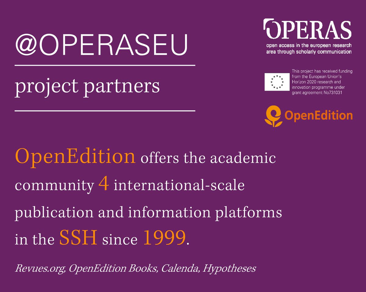 OPERASEU's tweet photo. Each week #OPERASEU presents a partner organisation.
OPERAS is led from France by @openeditionsays and coordinated by 7 members & @piotrr70. https://t.co/gJl7dxyDuo